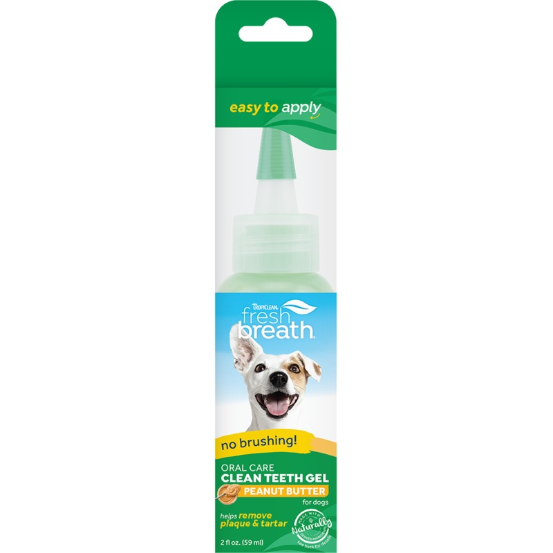 TropiClean Fresh Breath No Brushing Peanut Butter Flavor Clean Teeth Dental & Oral Care Gel for Dogs