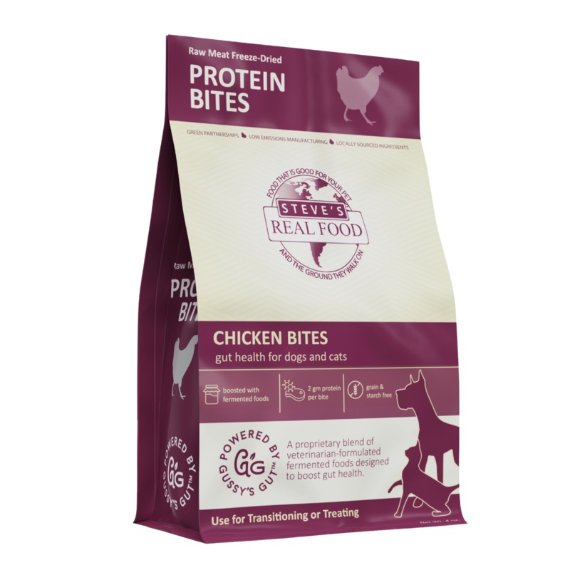 Steve's  Chicken Protein Bites  Freeze-Dried Gut Health Treats for Dogs and Cats