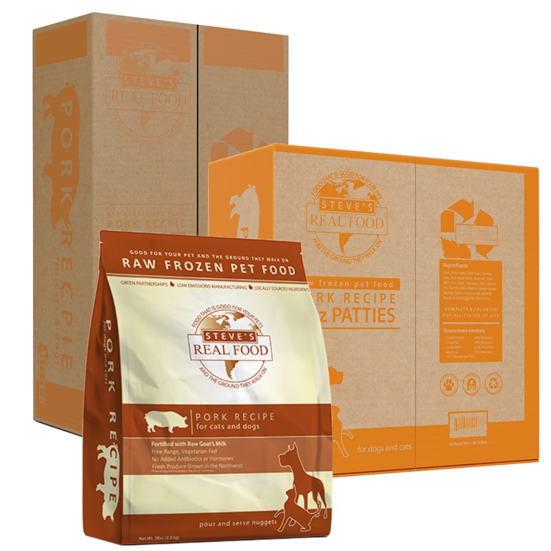 Steve's Real Food Frozen Raw Pork Diet for Dogs and Cats