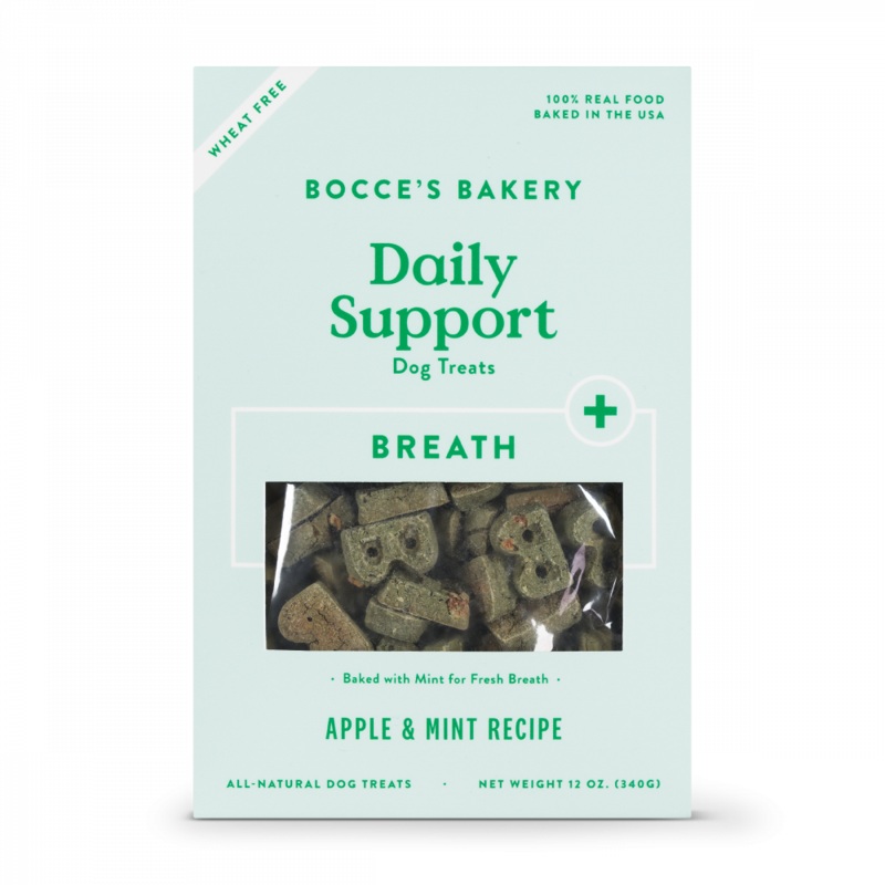Bocce's Bakery Daily Support Apple & Mint Recipe Functional Breath Biscuit Dog Treats