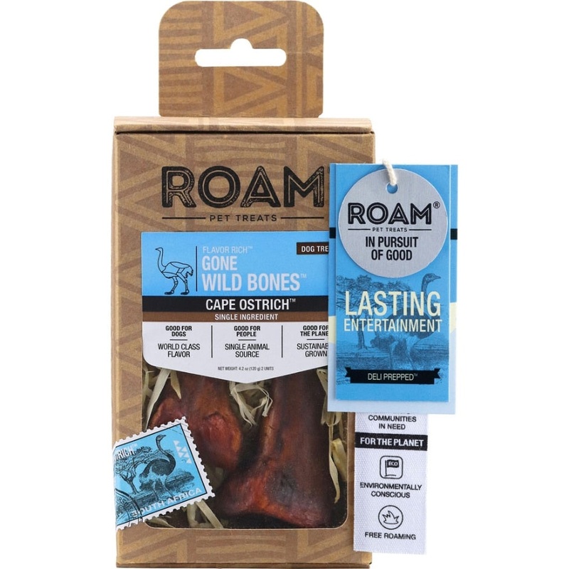 Roam Gone Wild Bones Cape Ostrich Dog Treat (2-pack)