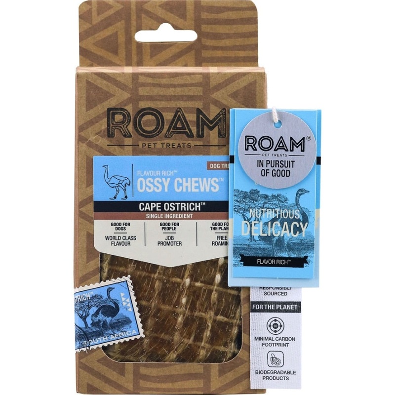 Roam Ossy Chews Cape Ostrich Dog Treats (3-oz)