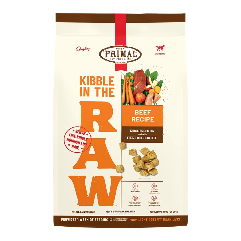 Primal Pet Foods Kibble in the Raw Beef Recipe for Dogs