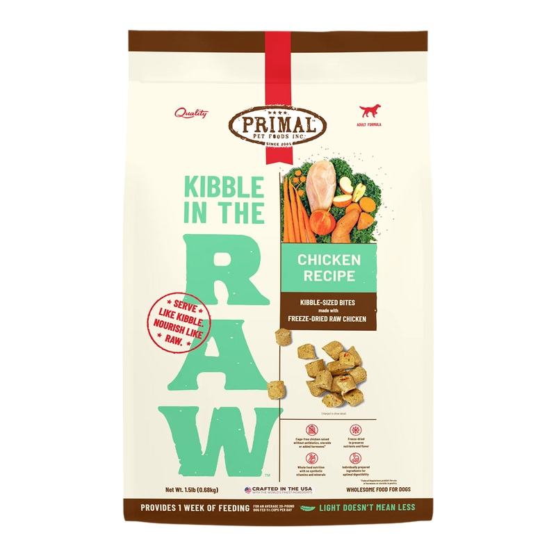 Primal Pet Foods Kibble in the Raw Chicken Recipe for Dogs