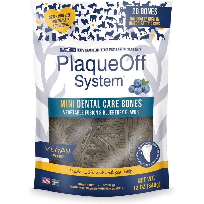 Proden PlaqueOff Mini Dental Vegetable & Blueberry Fusion Bones for Small Breed Dogs