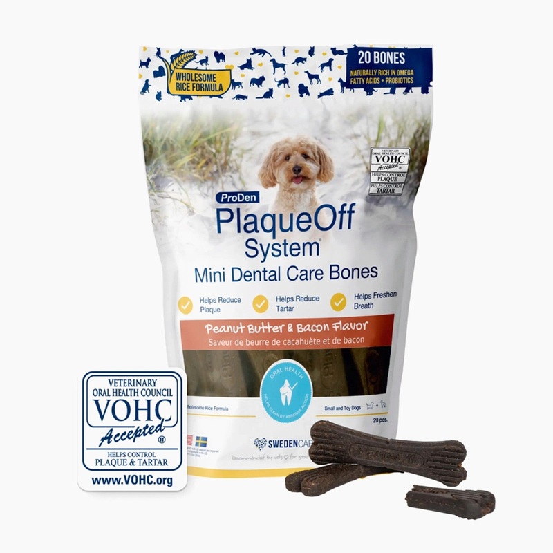 Proden PlaqueOff System Mini Dental Care Bones - Peanut Butter & Bacon