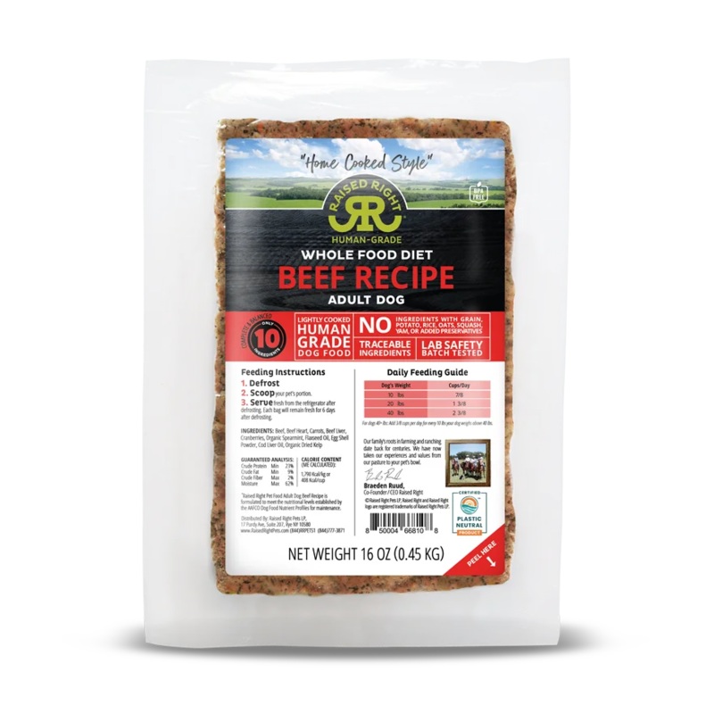 Raised Right Original Beef Adult Dog Recipe
