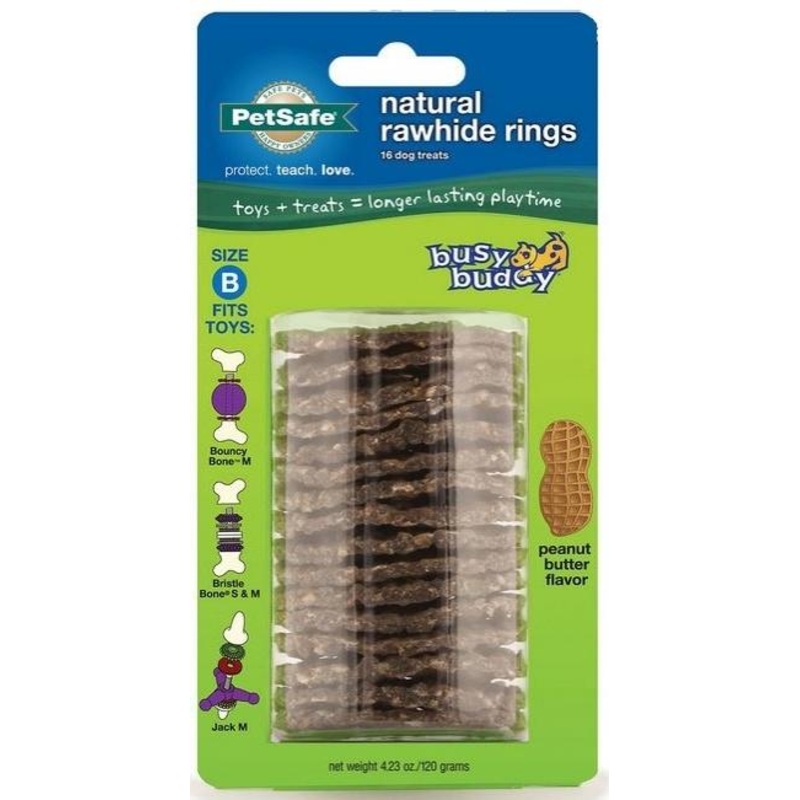 PetSafe Busy Buddy Natural Rawhide Peanut Butter Rings
