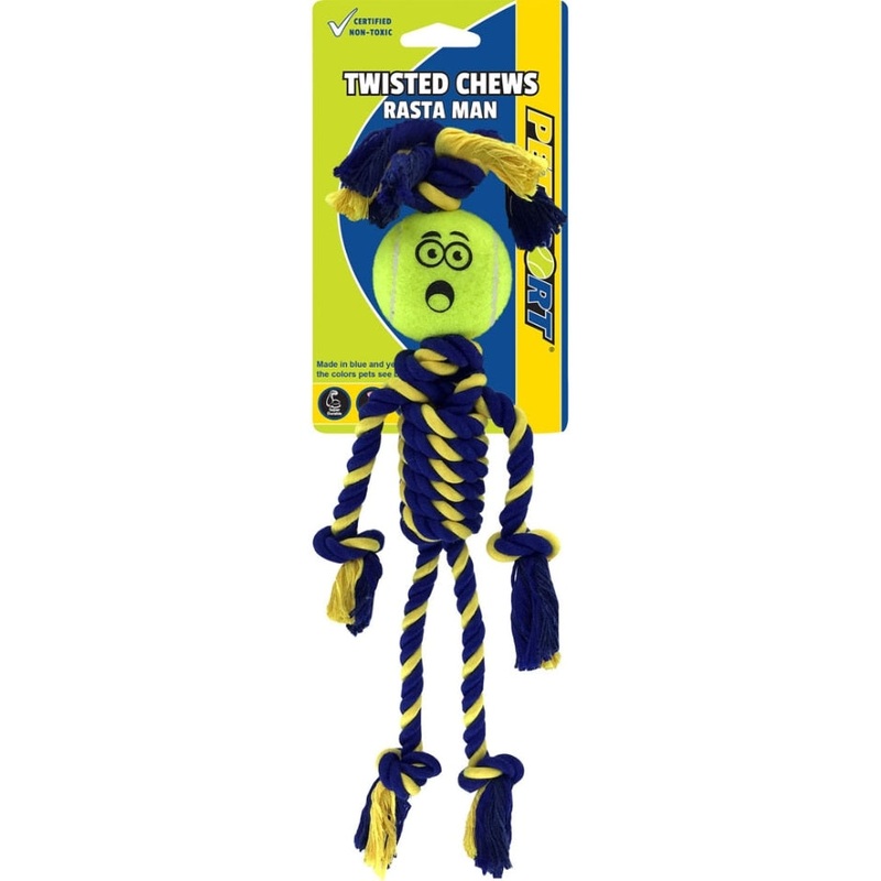 PETSPORT TWISTED CHEWS RASTA MAN W/TUFF BALL (MD)