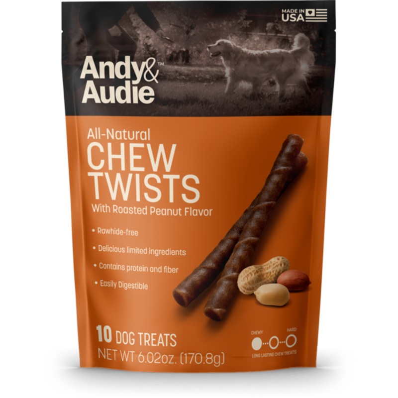 Andy & Audie All Natural Chew Twists with Roasted Peanut Flavor Dog Treats