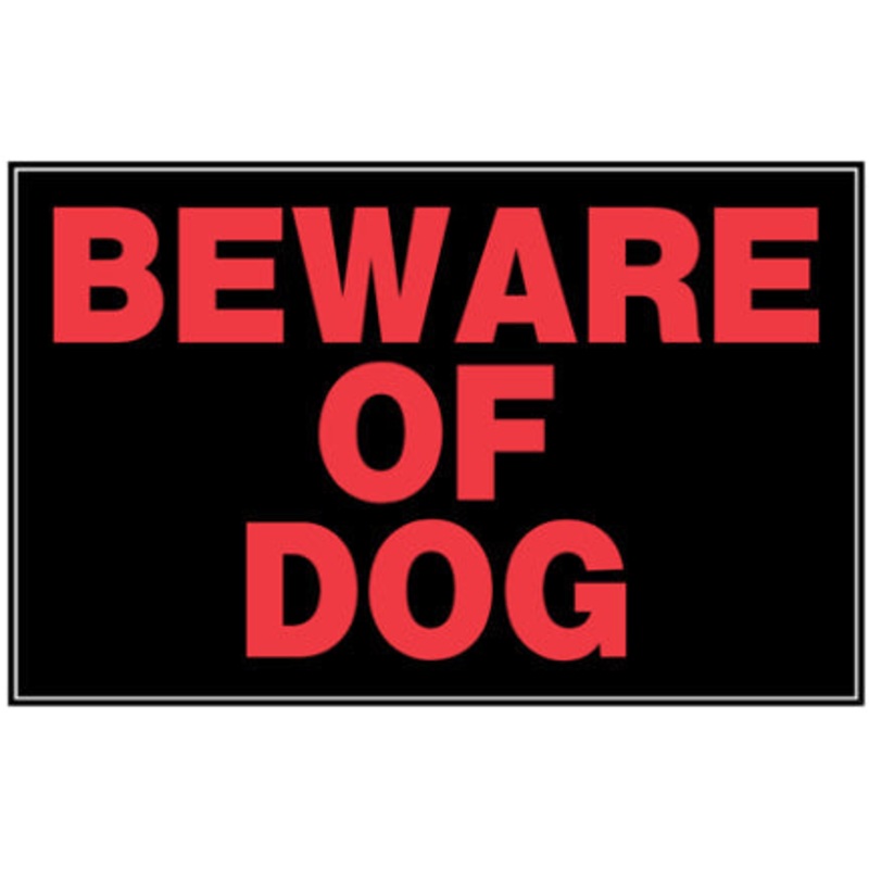 8  X 12  BLACK AND RED BEWARE OF DOG