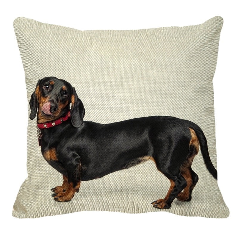 Black and Tan Dachshund Side On Throw Cushion