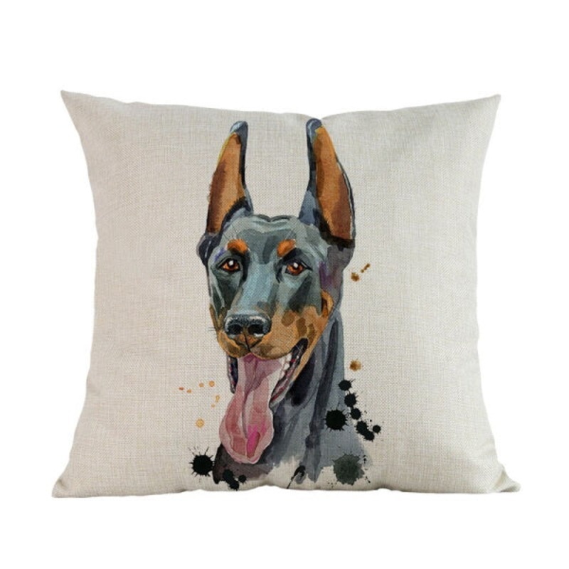 Doberman Tongue Out Throw Cushion