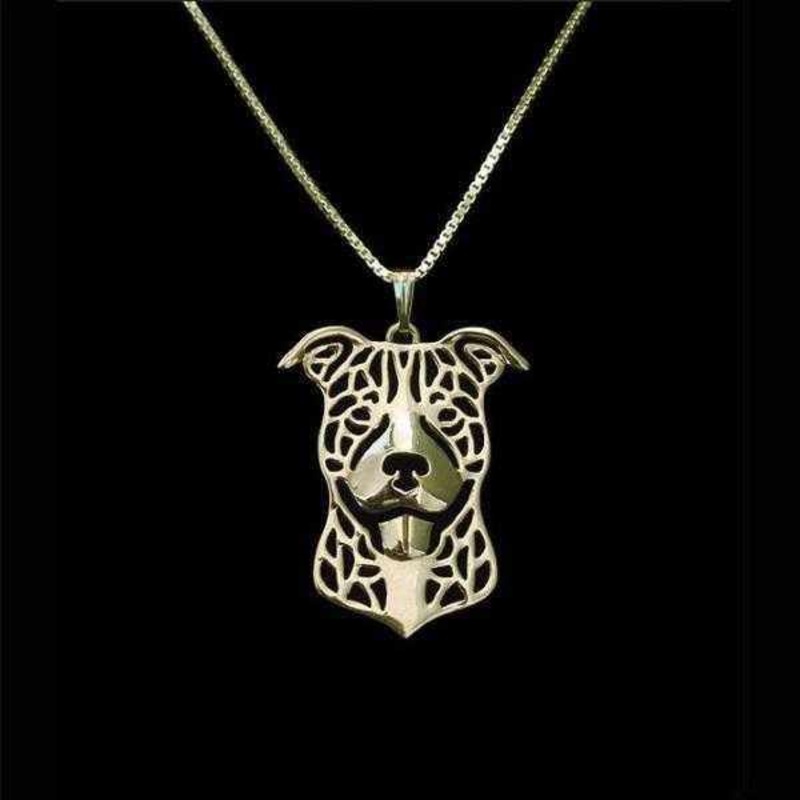 Dog Pendant Necklace - American Staffy