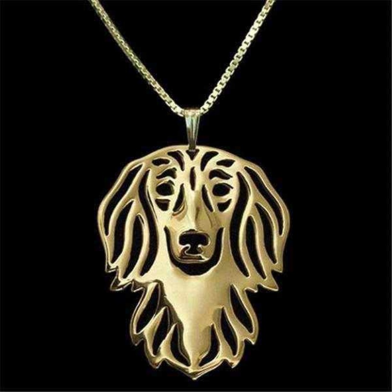 Dog Pendant Necklace - Dachshund Long Haired