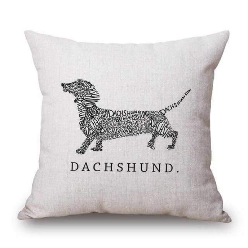 Dachshund Black Word Silhouette Throw Cushion