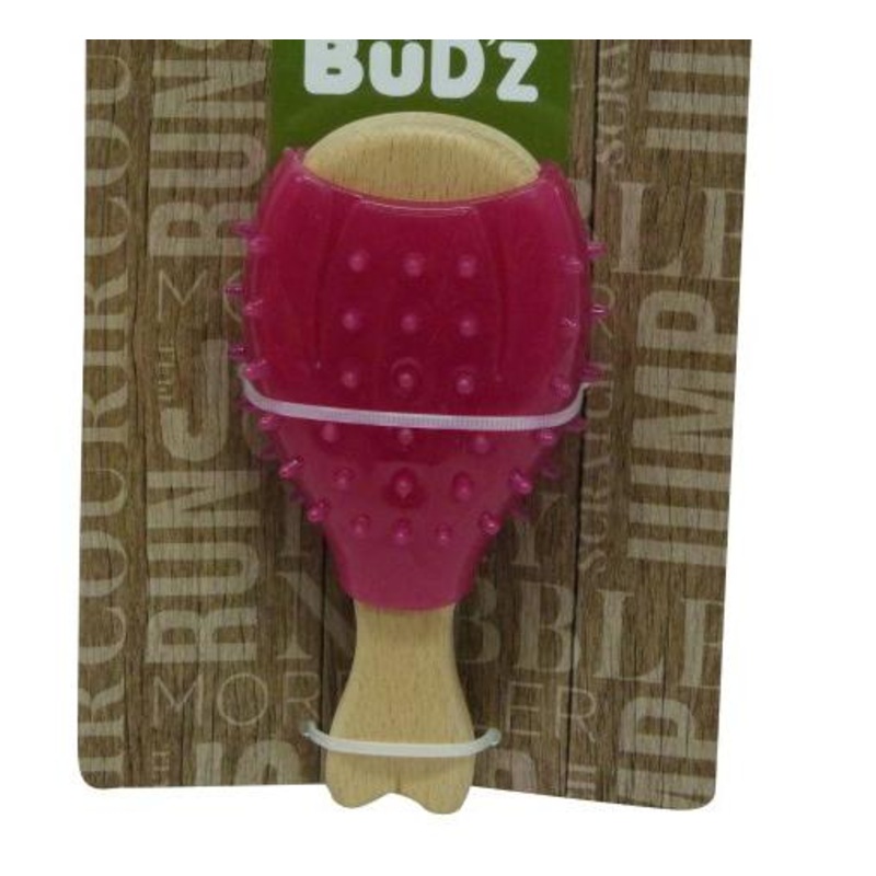Bud'z Chicken Leg Shaped Wood Dog Toy  Red 6in