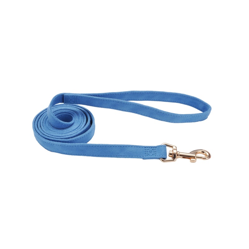 Coastal Accent Microfiber Leash - 5/8in x 6ft Boho Blue with Polka Dot Bow