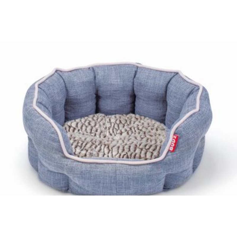 Bud-Z Round Deluxe Cuddler Bed Blue Dog 17.5x15.5in