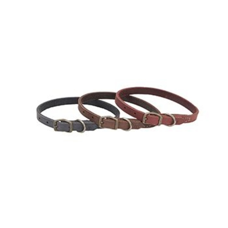 Circle T Rustic Leather Town Dog Collar Chocolate 3/8x10in