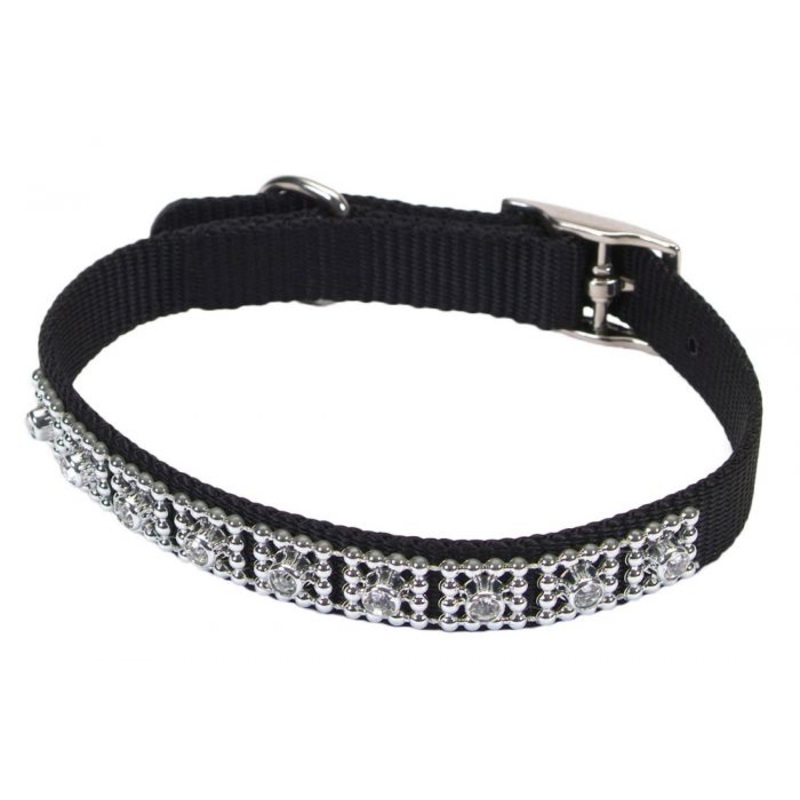 Coastal Nylon Jeweled Dog Collar Black 3/8x12in
