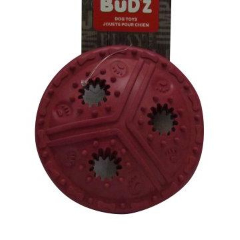 Bud'z Rubber Tough Treat Disc Pink Dog Toy 4.5in