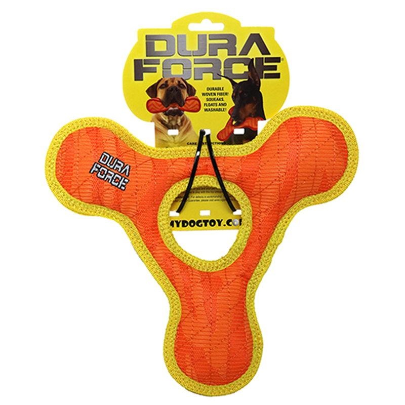 Duraforce Triangle Ring Dog Toy Orange/Yellow
