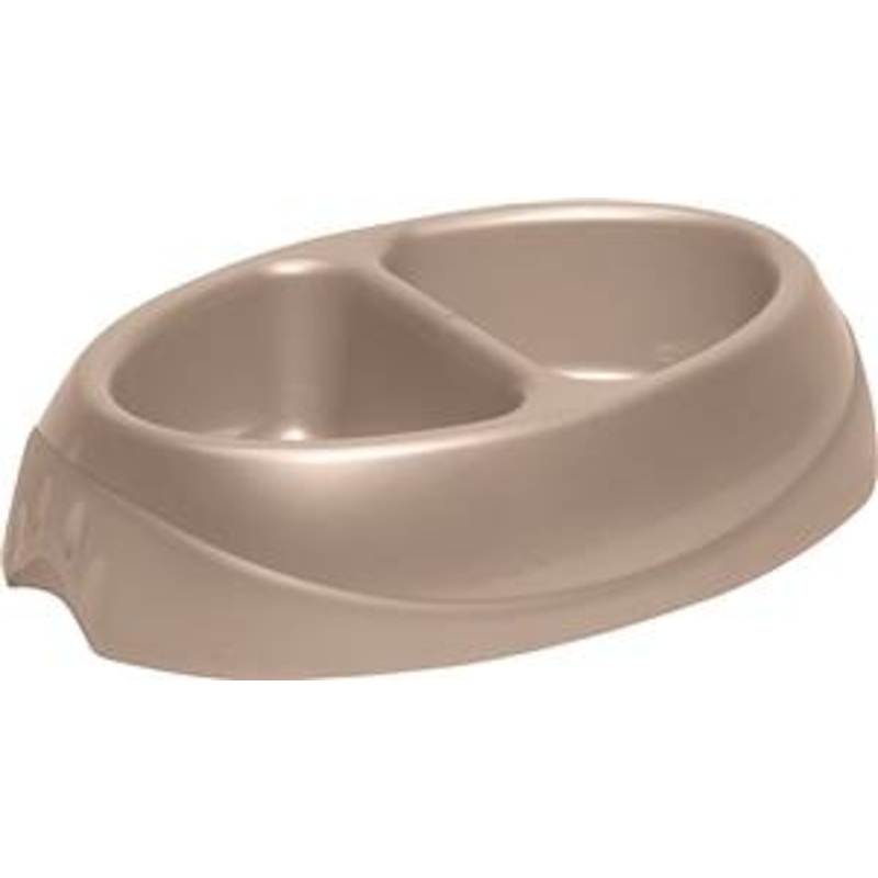 PETMATE 23175 Pet Feeding Bowl, L, 2.5 Cups Volume, Plastic, Pearl Tan/Waterfall Blue/White