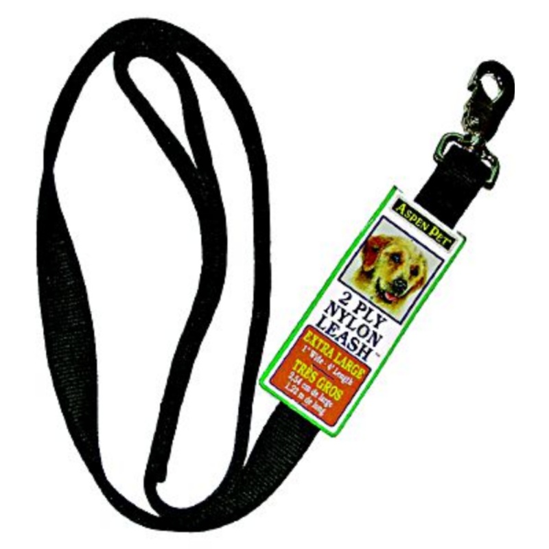 Petmate Lead Nylon Double 1 Inch By 6 Foot Black (XL)