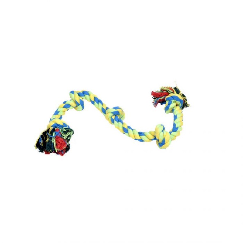 Rascals 5 Knot Yellow Tug Rope Dog Toy