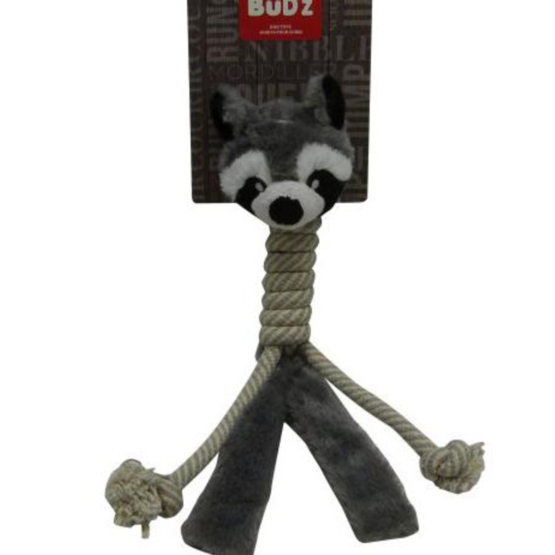 Bud'z Racoon Plush Dog Toy with Cotton Long Neck 15in