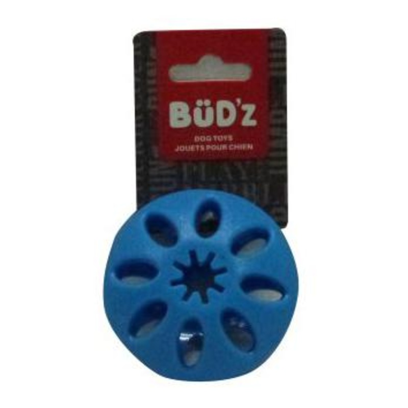 Bud'z Rubber Treat Disc Blue Dog Toy Medium 3.5in