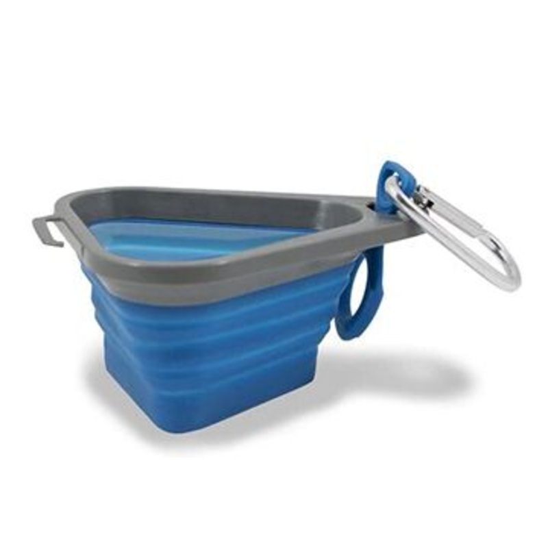 Kurgo Mash Stash Collapsible Dog Bowl Castle Blue Charcoal Mini 6.5oz