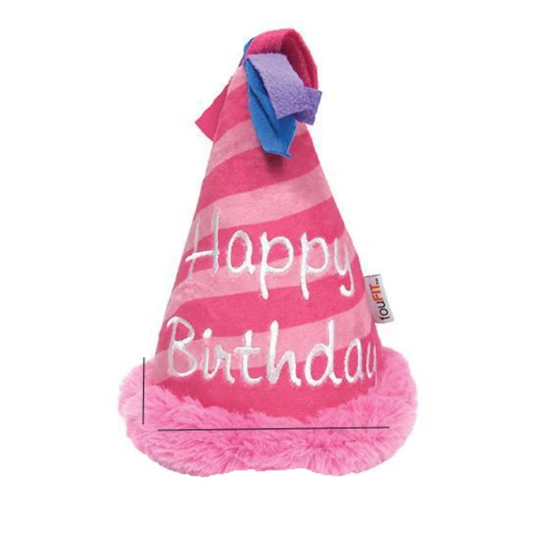 Birthday Hat Plush Dog Toy- Blue or Pink