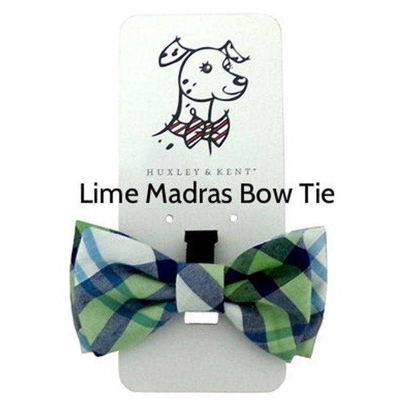Huxley & Kent - Bow Ties Madras  Lime Patterned