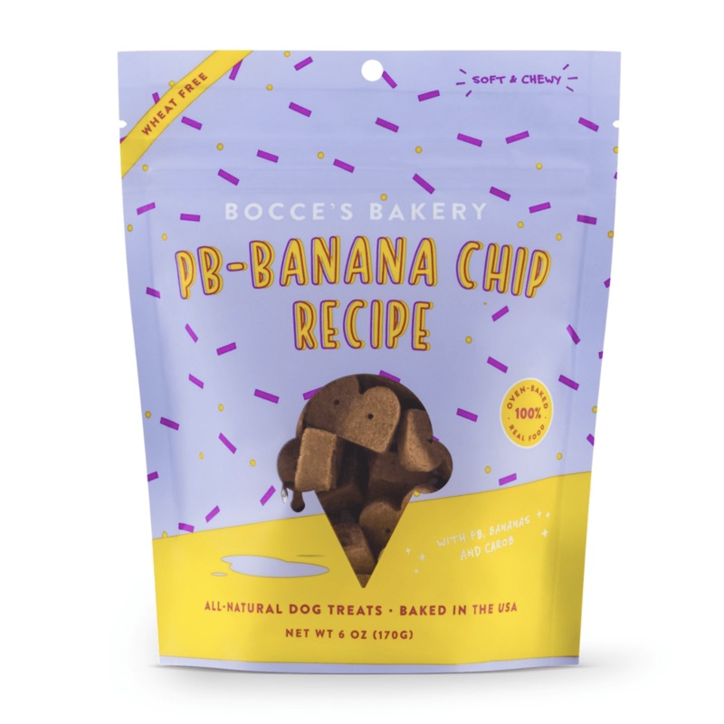 Bocce's Bakery PB-Banana Chip Recipe Dog Treats, 6-oz bag