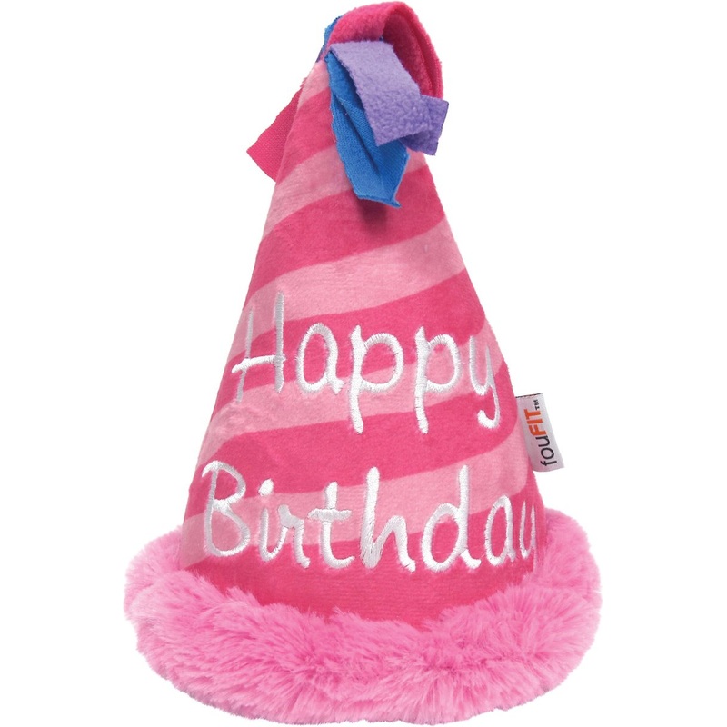 fouFIT Birthday Hat Crinkle Plush Dog Toys