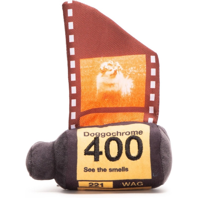 BARK Doggochrome Film Roll Squeaky Plush Dog Toy, Small/Medium