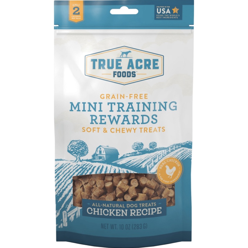 True Acre Foods Chicken Recipe Mini-Training Rewards Grain-Free Soft & Chewy Dog Treats, 10-oz bag