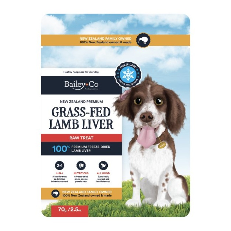 Bailey+Co New Zealand Freeze Dried Raw Dog Treat (Grass-Fed Lamb Liver)