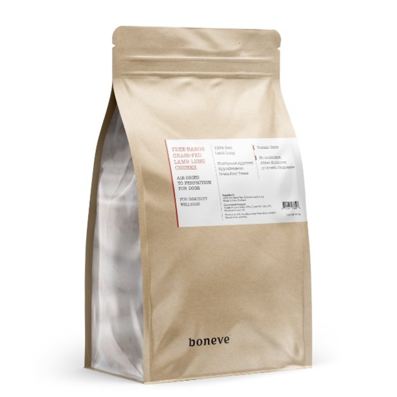 Boneve Earthmade Free-Range Grass-Fed Lamb Lung Chunks Air-Dried Dog Treats