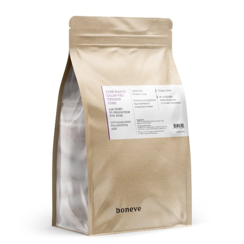 Boneve Earthmade Free-Range Grass-Fed Venison Lung Air-Dried Dog Treats