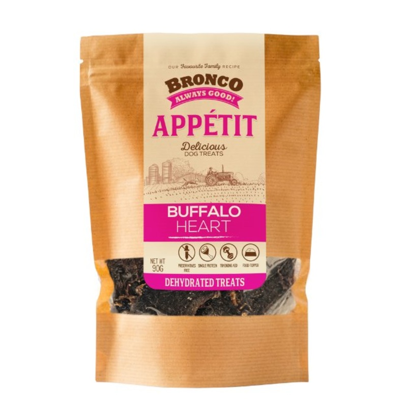 Bronco Apptit Dehydrated Dog Treats (Buffalo Heart)