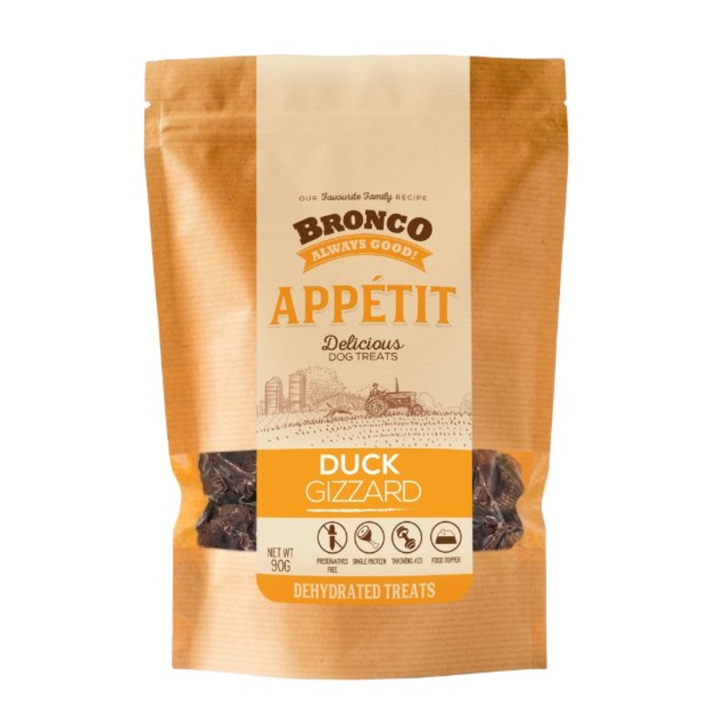 Bronco Apptit Dehydrated Dog Treats (Duck Gizzard)