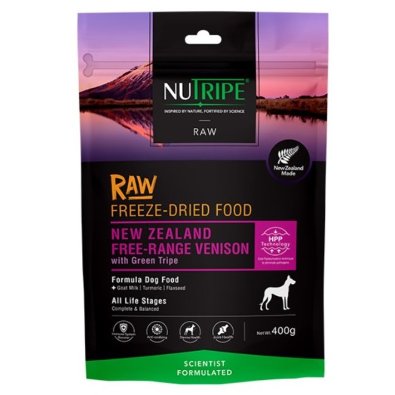 Nutripe Raw Freeze Dried Dog Food (Free-Range Venison with Green Tripe)