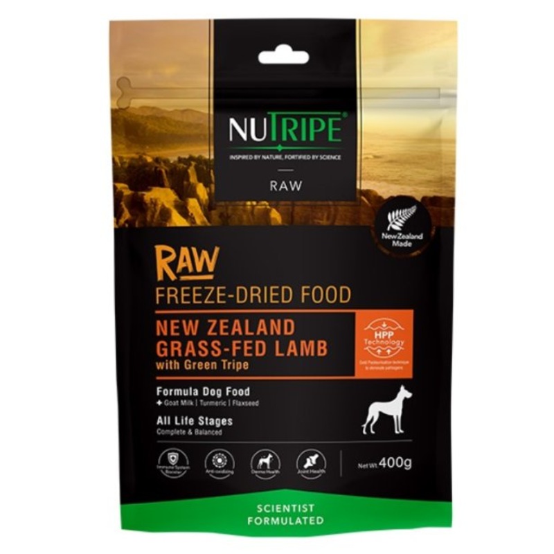 Nutripe Raw Freeze Dried Dog Food (NZ Grass-Fed Lamb with Green Tripe)