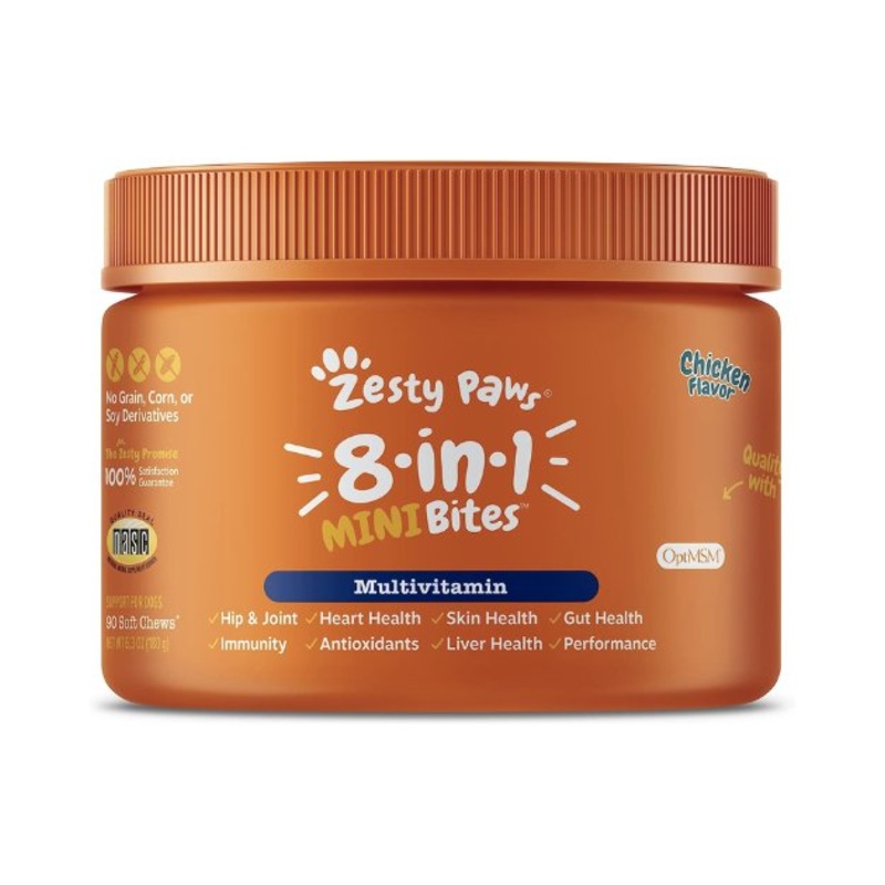 Zesty Paws 8-in-1 Multivitamin Mini Bites Supplements for Small Dogs (Chicken Flavour)