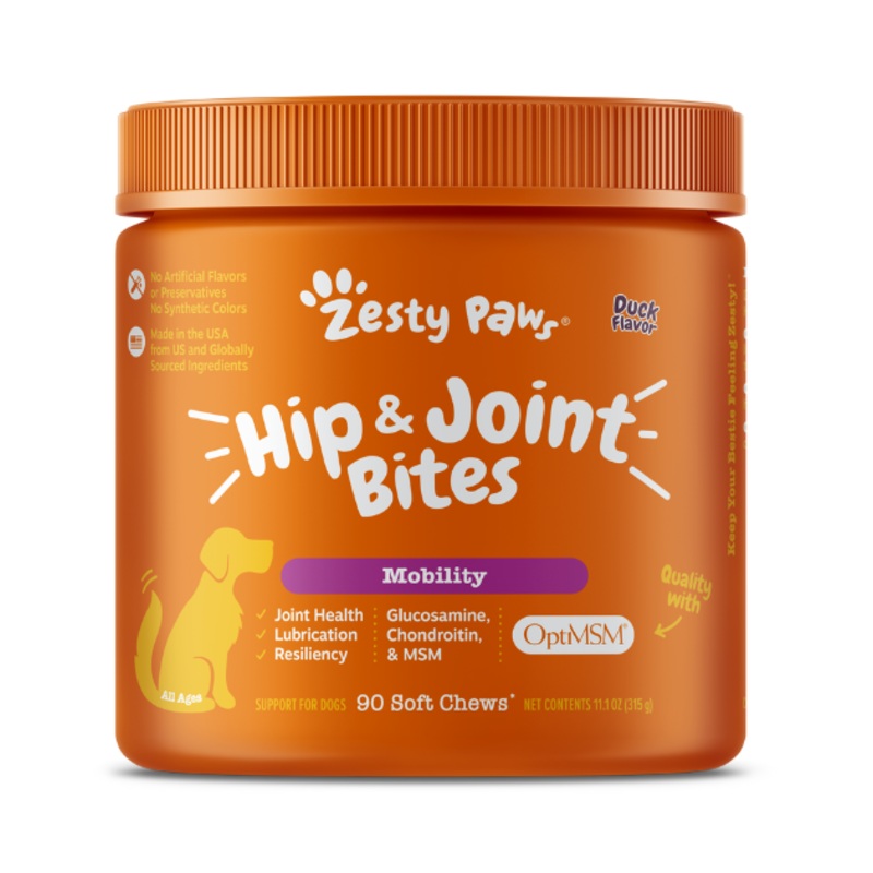 Zesty Paws Hip & Joint Bites Mobility Supplements for Dogs (Duck Flavour)