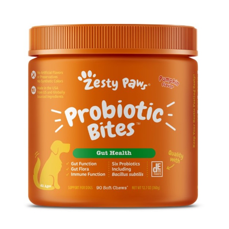 Zesty Paws Probiotic Bites Gut Supplements for Dogs (Pumpkin Flavour)