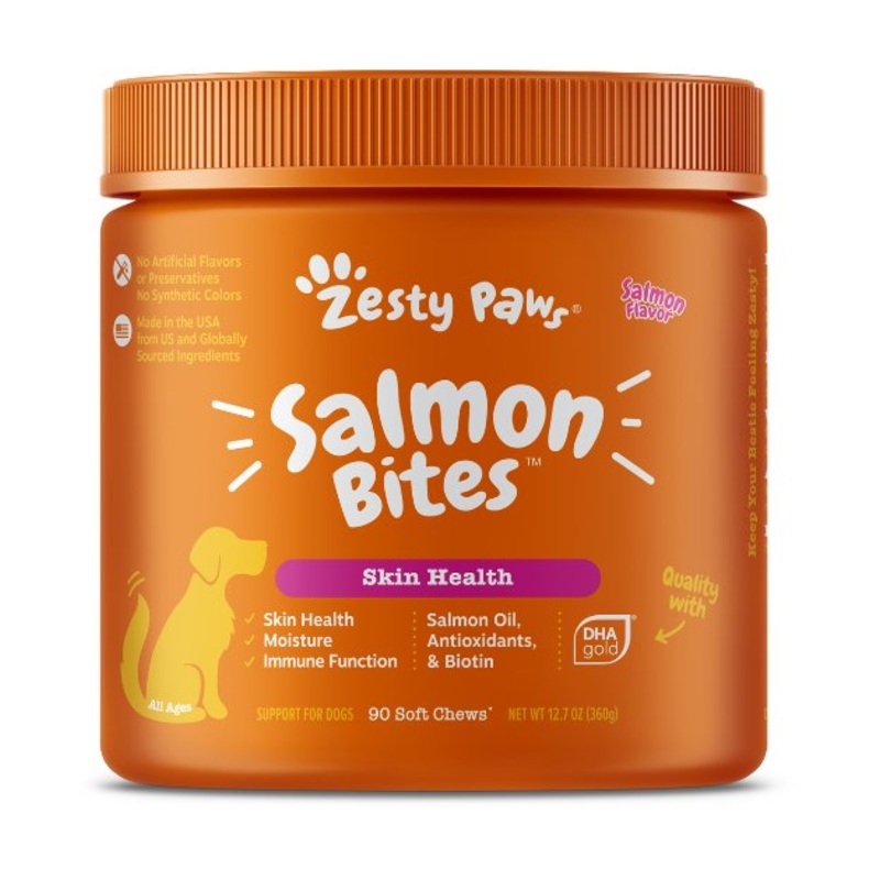 Zesty Paws Salmon Bites Skin Supplements for Dogs (Salmon Flavour)